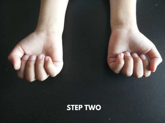 Step 2: opening the first finger on one hand